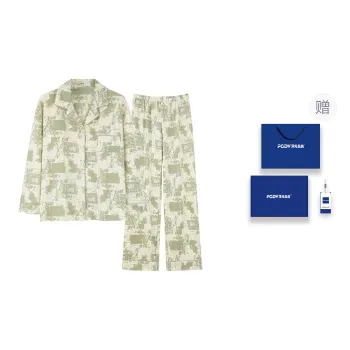 Floating Light Islands Pajama Set Women's Gift Box Set Light Green