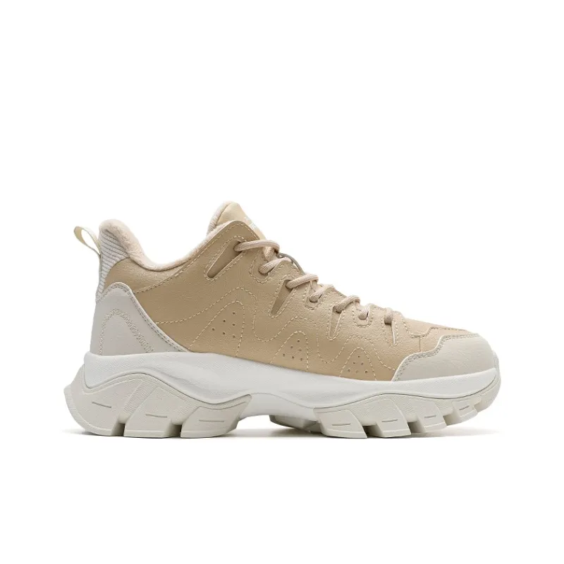 XTEP Kawayuki Slip-Resistant Warm Low-Top Casual Shoes Women's Beige Brown-1