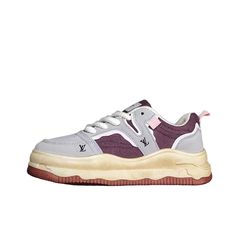 LOUIS VUITTON Skateboard Shoes Men's Gray Rice Flour-0