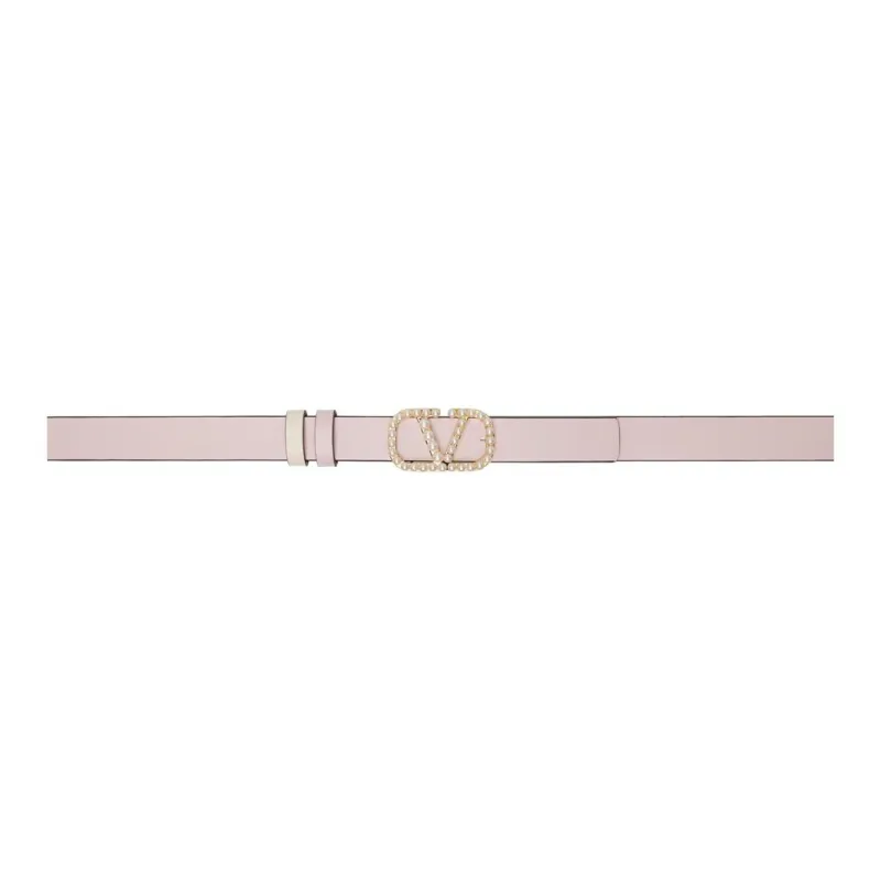 Valentino Leather Leather Belts Women's Pink Approximately 1.9CM Wide-0