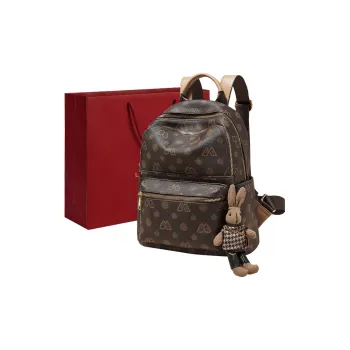 Old Man's Head PVC Portable One Shoulder Backpack Regular Women's Coffee