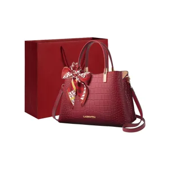 Old Man's Head Cow Leather With Synthetic Leather Shoulder Bag, Crossbody Bag, Handbag Women's Red