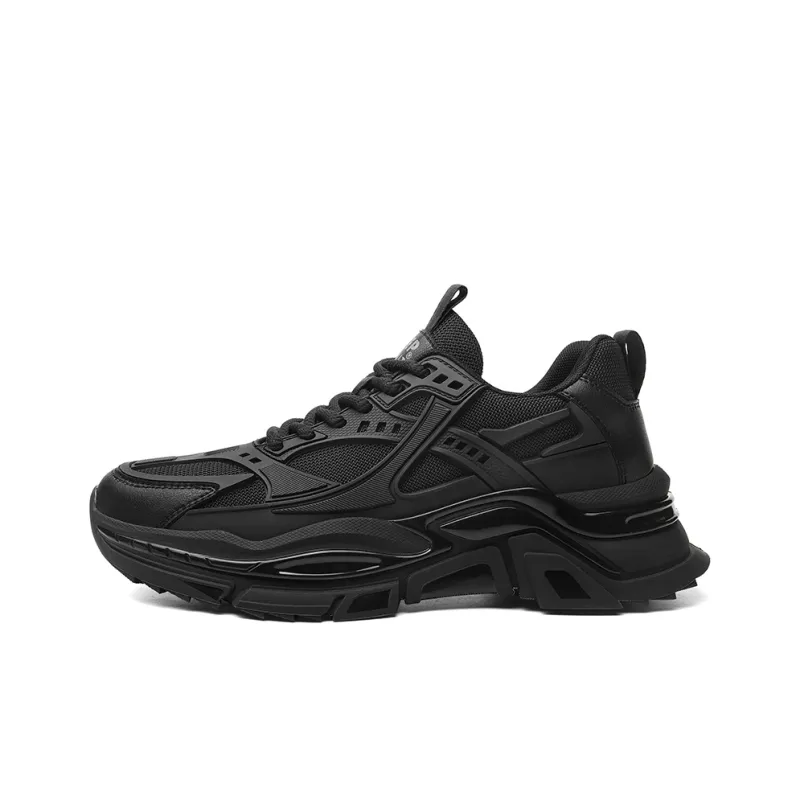 JEEP SPIRIT Cushioned Anti-Slip Wear-Resistant Breathable Lightweight Low-Top Chunky Sneakers Men's Graphite Black-0