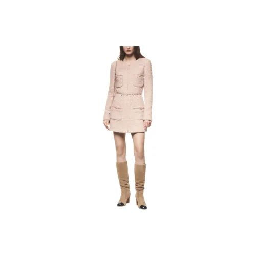 CHANEL Long-Sleeved Dresses Women's Light Pink