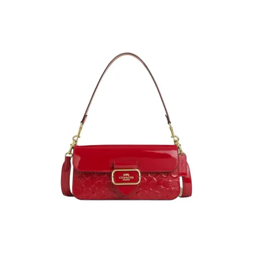COACH Morgan Split Cow Leather Crossbody Bag, Shoulder Bag Medium Size Women's Red
