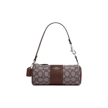 COACH Nolita Fabric With Leather Cylinder Bag One Shoulder Handbags Small Size Women's Dark Coffee