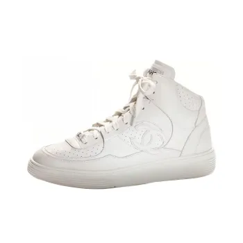CHANEL Wear-Resistant High-Top Skateboard Shoes Men's White