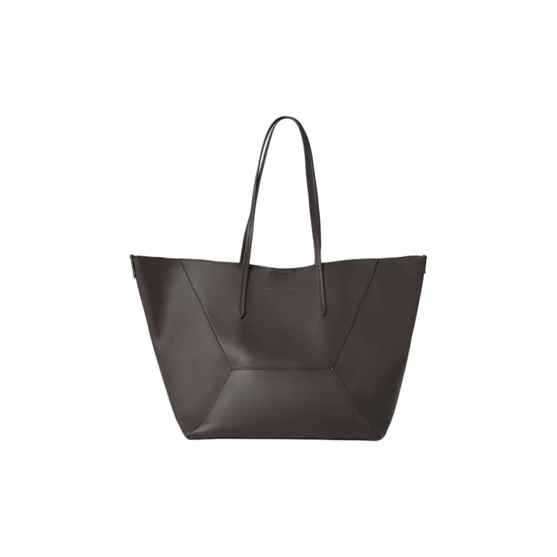 Brunello Cucinelli Calfskin Tote Bag Shopping Bag Handbag Shoulder Bag Women's Brown-0