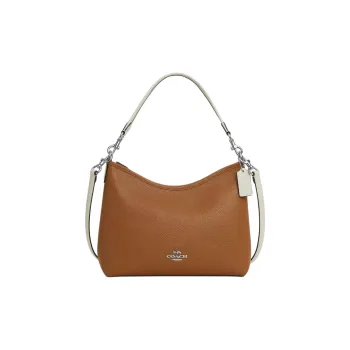 COACH Litchi Grain Leather Portable Crossbody Bag Shoulder Bag Large Size Women's Silver & Light Hoof-Shaped Multicolor