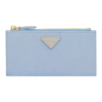 PRADA Saffiano Leather Card Holder Women's Light Blue