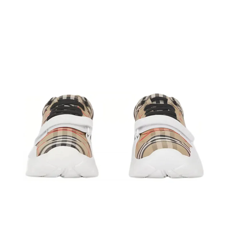 Burberry Ramsey Vintage Check Suede Leather Archive Biege White-1