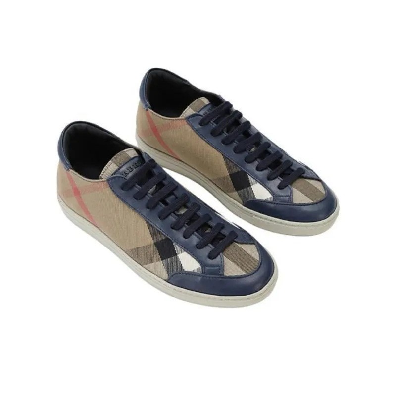 Burberry Stylish Skateboarding Shoes Women's Blue Brown-2