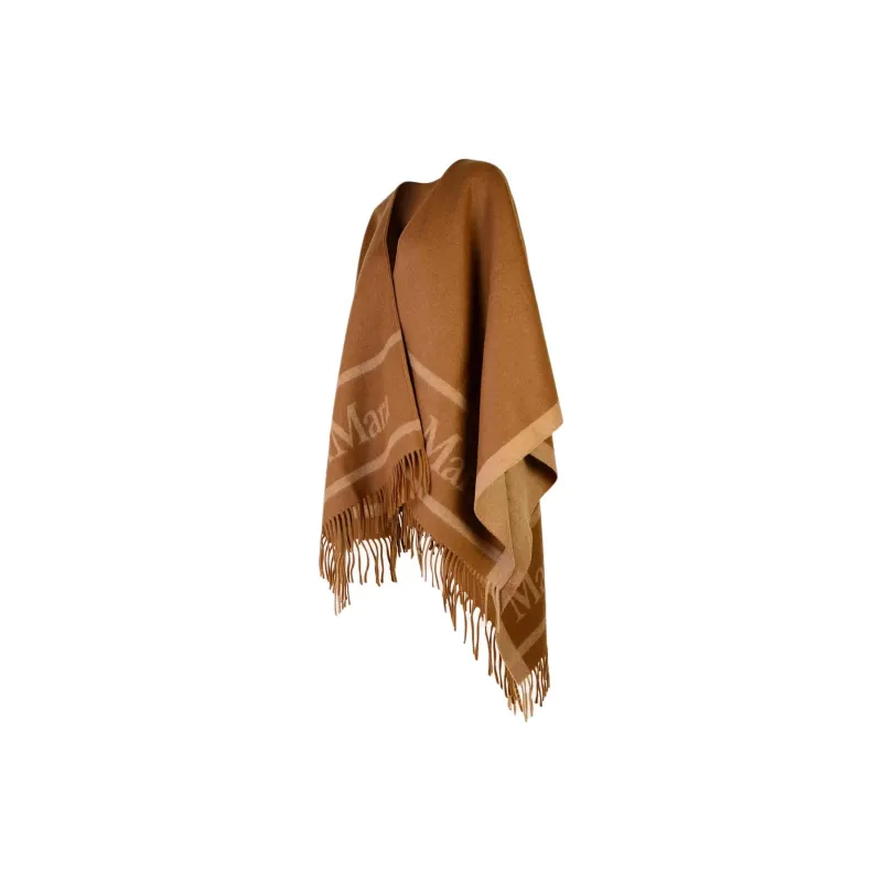 MaxMara Logo Detailed Fringed Cape-2