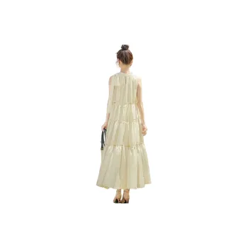 Cypress House Sleeveless Dress Women's Beige Base With Black Stripes