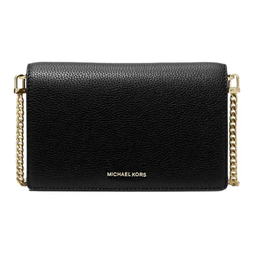 MICHAEL KORS Jet Set Litchi Grain Leather Shoulder Bag Crossbody Bag Medium Size Women's Black