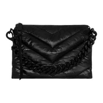 REBECCA MINKOFF Edie Nappa PU Nylon Shoulder Bag Crossbody Bag Women's Black