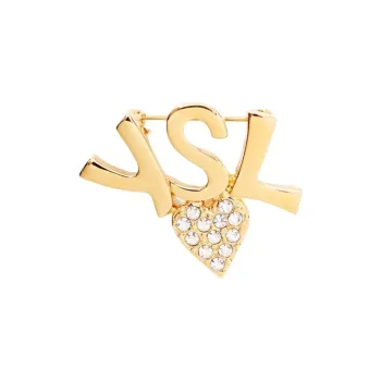 SAINT LAURENT Ysl Rhinestone Brooch