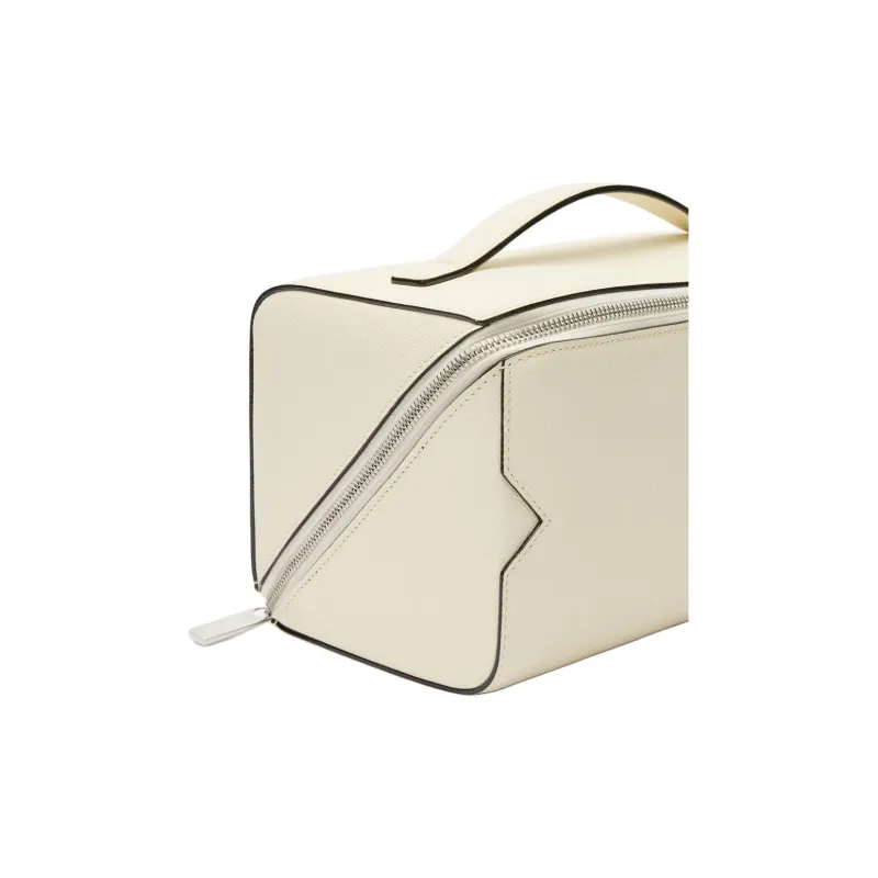 Valextra Millepunte Calfskin Portable Toiletry Bag Men White-3