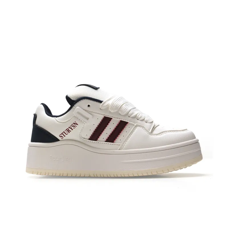 STUR YSN Wear resistant And Lightweight Low Top Skateboard Shoes Unisex White Burgundy-1