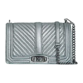 REBECCA MINKOFF Genuine Leather Shoulder Bag Crossbody Bag Women's Silver