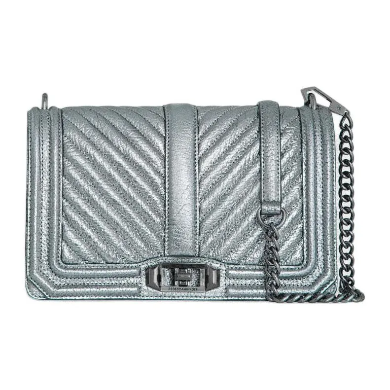 REBECCA MINKOFF Genuine Leather Shoulder Bag Crossbody Bag Women's Silver-0