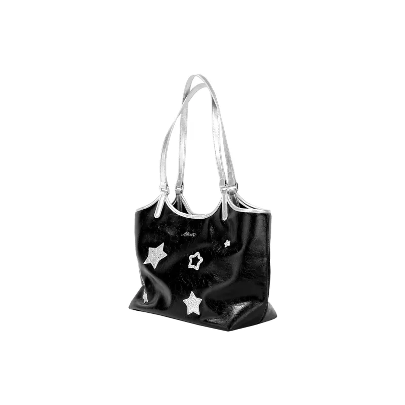 AILUXI PU Tote Bag, Shoulder Bag Women's Starry Black-4