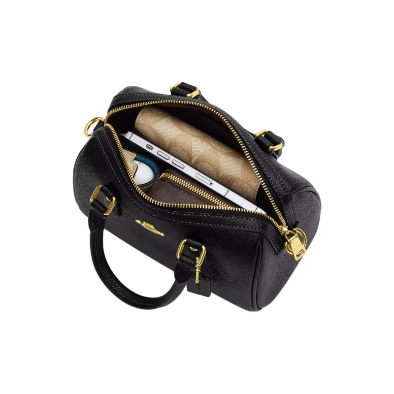 COACH Rowan Litchi Grain Leather One Shoulder Handbag Crossbody Bag Mini Women's Leopard Print Multicolor-3