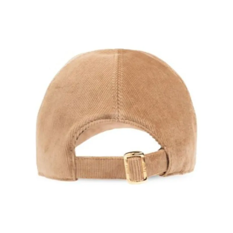 FENDI Logo Embroidered Corduroy Baseball Cap-1