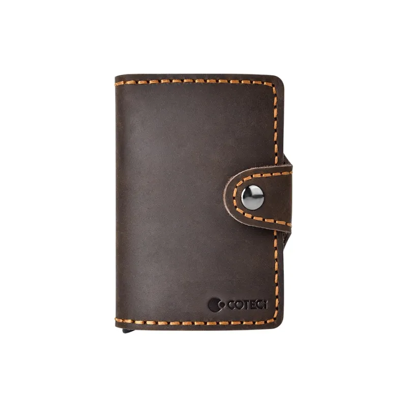 COTECi Top Grain Cow Leather Card Holder Small Size Unisex Black/Brown/Coffee-11