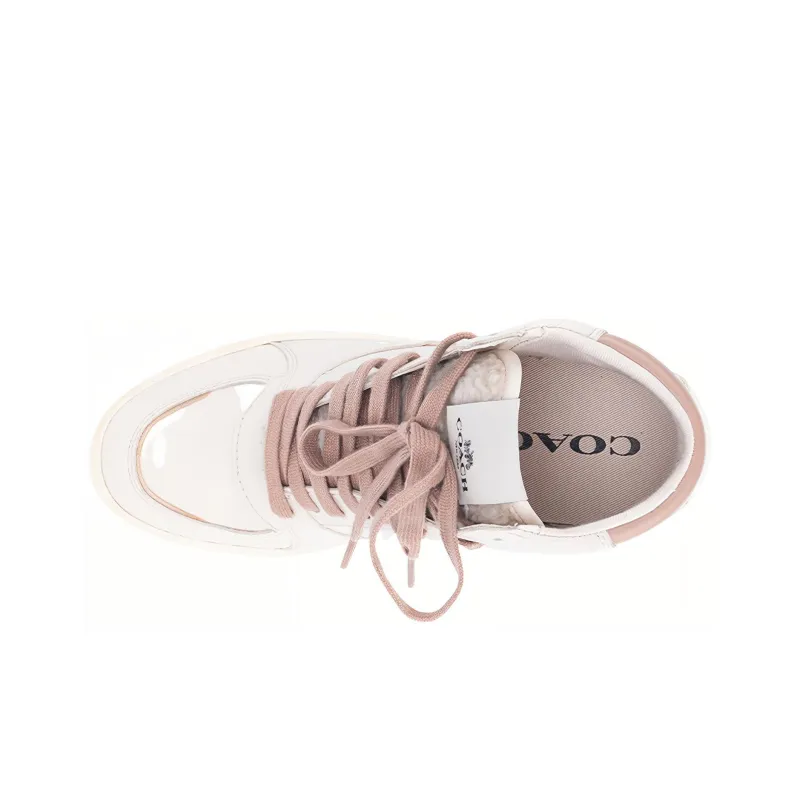 COACH Skateboard Shoes Women's High-Top White-3