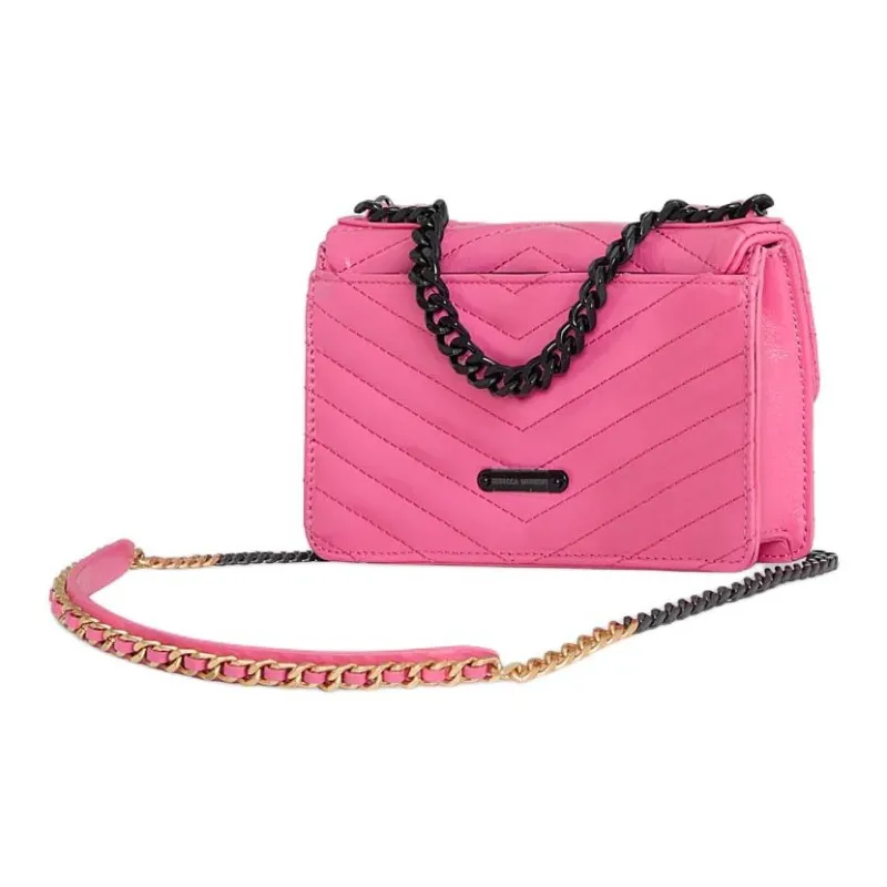 REBECCA MINKOFF Edie Genuine Leather Handbag Shoulder Bag Crossbody Bag Mini Women's Bright Pink-1