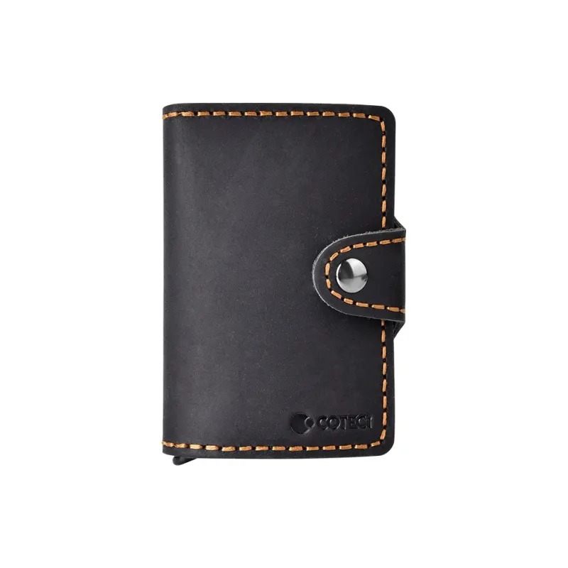 COTECi Top Grain Cow Leather Card Holder Small Size Unisex Black/Brown/Coffee-1