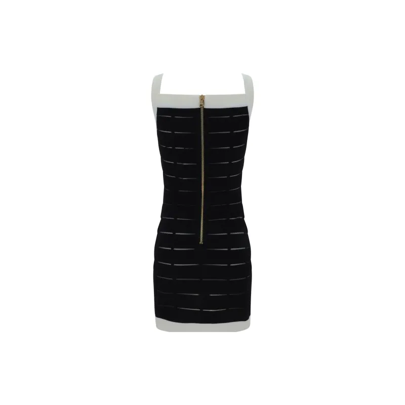 BALMAIN Two-Toned Mesh Detailed Short Dress-1