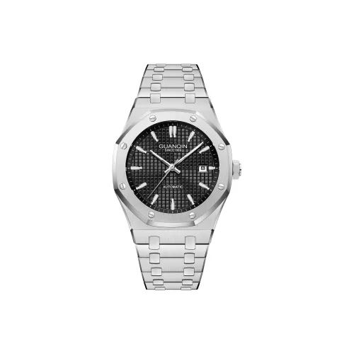 GUANQIN GJ16397 Automatic Mechanical Movement Stainless Steel Watchband Watch Men Black Dial
