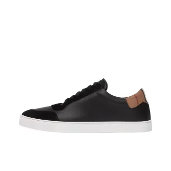 Burberry Leather Suede And Vintage Check Cotton Sneakers Black