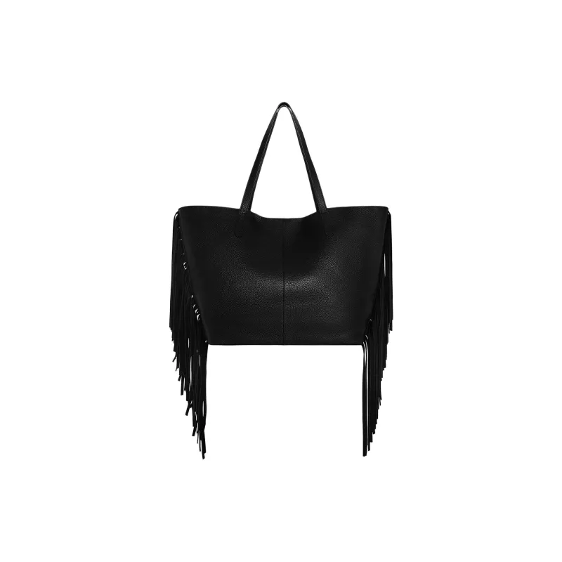 REBECCA MINKOFF Genuine Leather Tote Bag Shopping Bag Shoulder Bag Handbag Women's Black-0