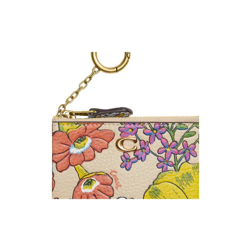 COACH Mini Id Skinny Polished Pebbled Leather Coin Purse Card Holder Wallet Women's Multicolor-3