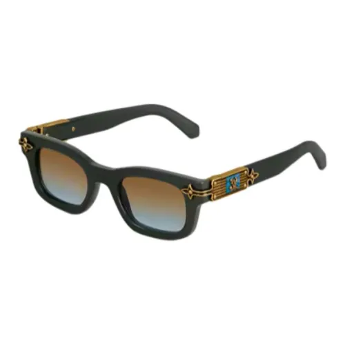 LOUIS VUITTON Acetate Metal Enamel Square Sunglasses Women's Black