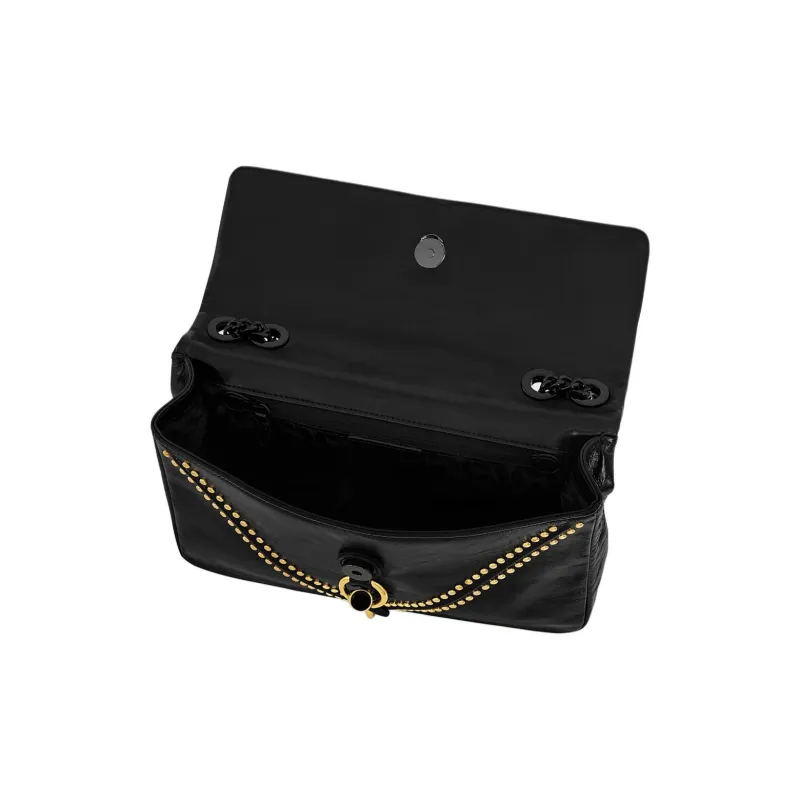 REBECCA MINKOFF Edie Genuine Leather Shoulder Bag Crossbody Bag Medium Size Women's Black-2