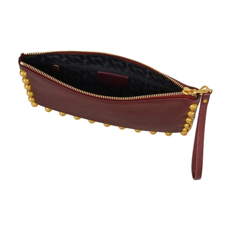 REBECCA MINKOFF Genuine Leather Clutch Large Size Women's Dark Brown-2