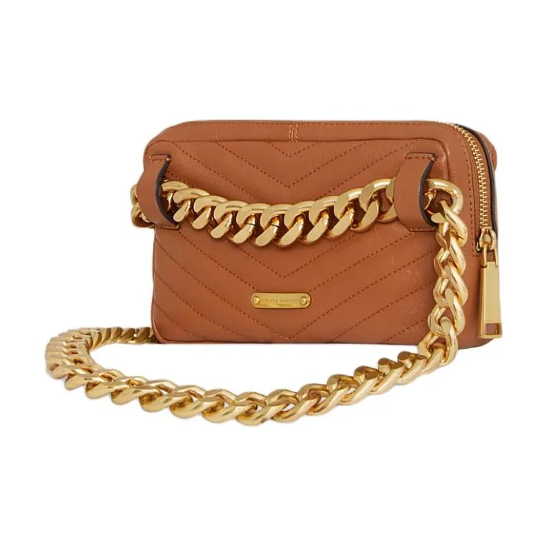 REBECCA MINKOFF Edie Genuine Leather Fanny Pack Women's Caramel Brown-1