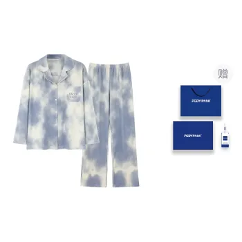 Floating Light Islands Pajama Set Women's Gift Box Set Light Blue