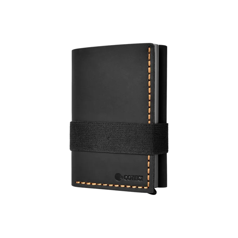 COTECi Top Grain Cow Leather & Aluminum Alloy Card Holder Small Size Unisex Black/Brown/Coffee-2