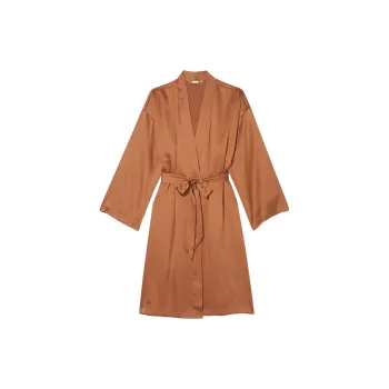 Victoria's Secret Satin Midi Robe/Caramel Sleep Robe Women's Brown