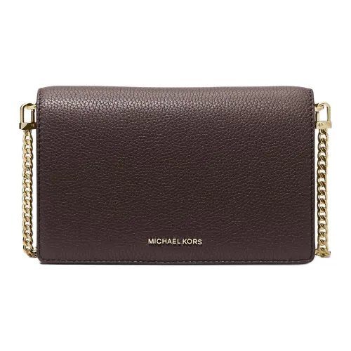 MICHAEL KORS Jet Set Litchi Grain Leather Shoulder Bag Crossbody Bag Medium Size Women's Chocolate