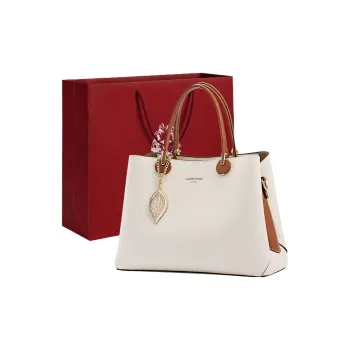 Old Man's Head Split Cow Leather With Synthetic Leather Crossbody One Shoulder Handbag Regular Women's White
