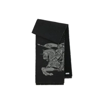 Burberry Ekd Motif Reversible Fringed Edeg Scarf