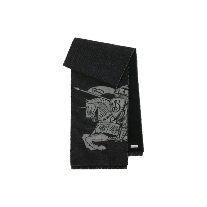 Burberry Ekd Motif Reversible Fringed Edeg Scarf-0