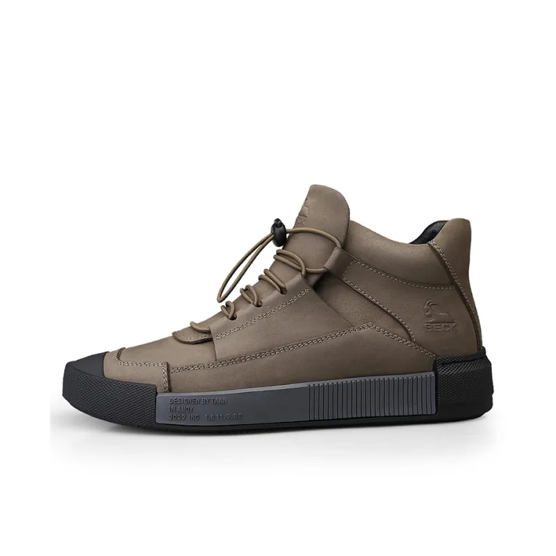 BECK Casual Shoes Men High Top Black, Khaki-5