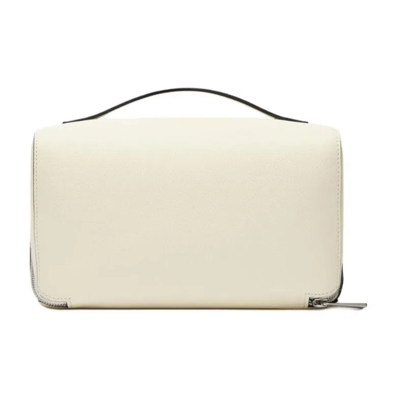 Valextra Millepunte Calfskin Portable Toiletry Bag Men White-1